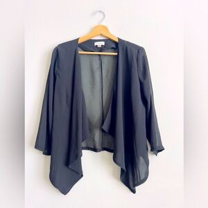 Calvin Klein Black Waterfall Draped Open Front Cardigan